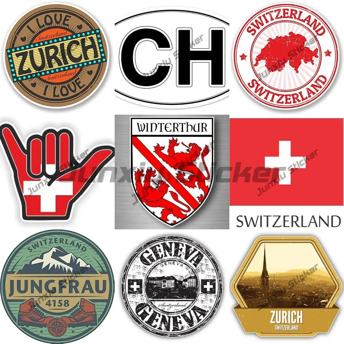 Travel Accessories Car - Swiss Confederation Sticker Switzerland Basel Amsterdam
