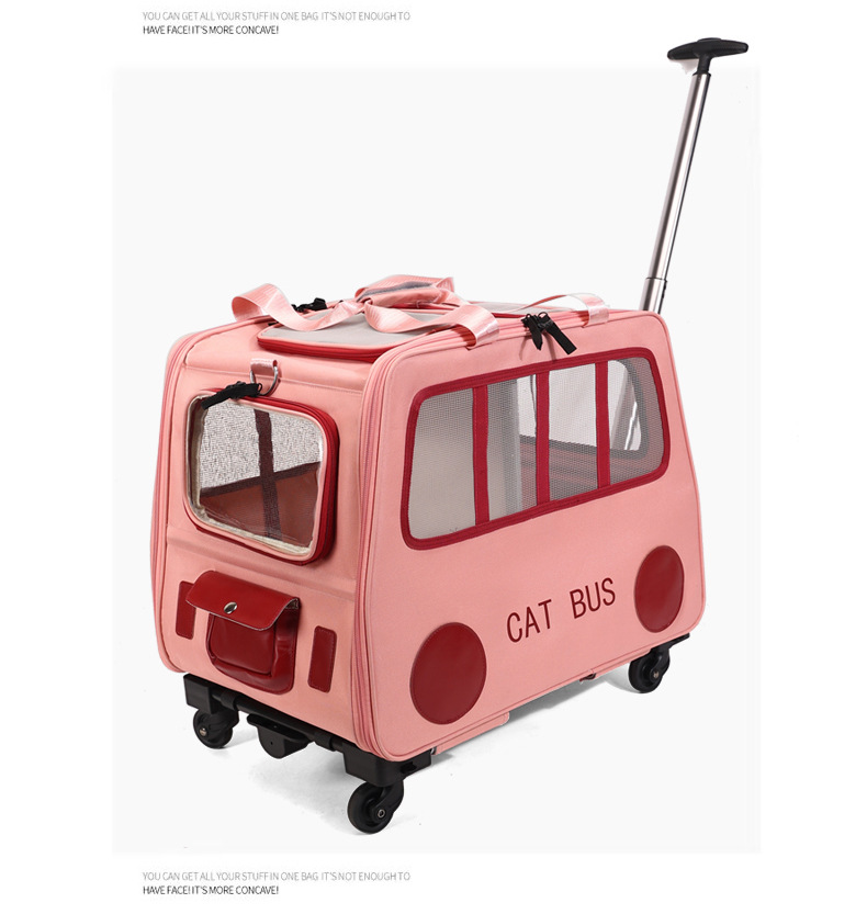 Travel Accessories Pink - Multifunctional Pet Travel Trolley Case Portable