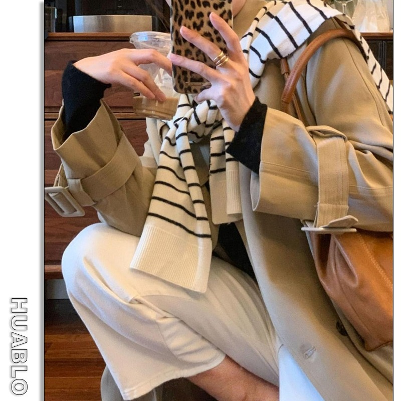 Knitted Striped Shawl Wrap Hig - đánh giá và giá Travel Accessories Neck
