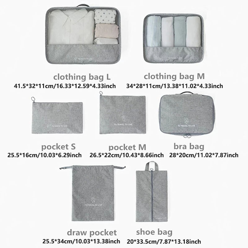 7 Piece Travel Packing Cubes S - đánh giá và giá Travel Accessories Pouch For Men