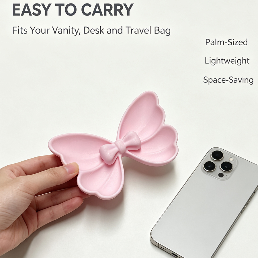 2Pcs Mini Bow-Shaped Jewelry S - đánh giá và giá Travel Accessories Pink