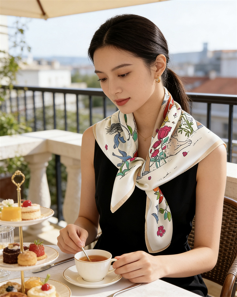 Horse Silk Scarf Women Spring  - đánh giá và giá Travel Accessories Neck