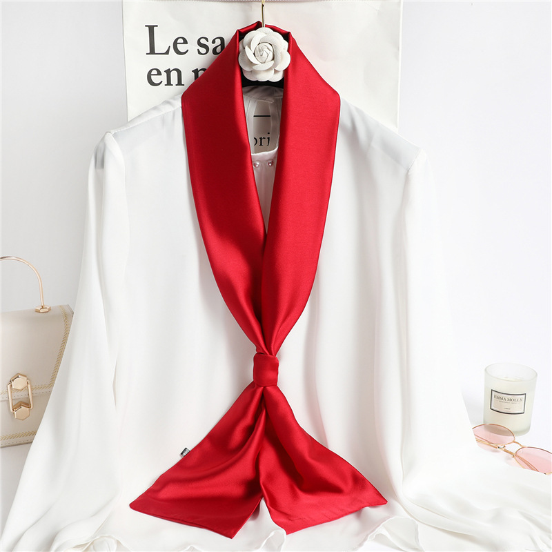 Red Solid Color Long Silk Scar - đánh giá và giá Travel Accessories Neck